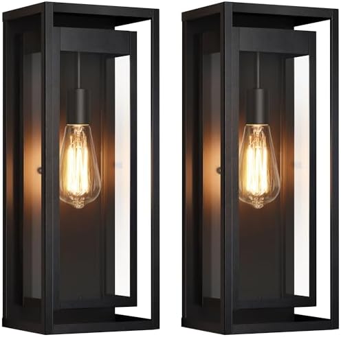 19 Inch Outdoor Wall Light Fixtures, 2 Pack Porch Lights- Black by WelcometoOYKYOHEI