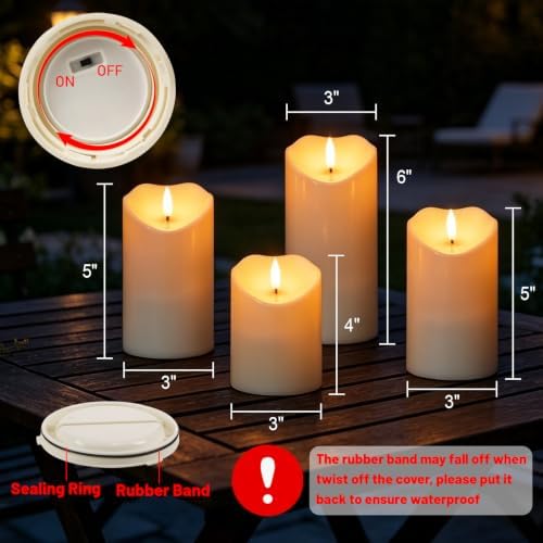 Wondise 4Pack Solar Candles Outdoor Waterproof IP65 Rechargeable - Image 7