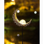 HOMEIMPRO Outdoor Garden Crackle Glass Globe Stake Lights,Waterproof LED Lights for Garden Yard(Moon&Flower&Sun) - Image 5