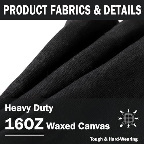 Tool Organizer Bag | 1 Large Pocket Storage Pouch & 2 Side Pockets & Canvas Handle, Heavy Duty 16oz Waxed Canvas Tote Bag, Reusable Tool Carrier for Hand Tools - 11.5"L x 6"W x 7.5"H - Black - Image 3