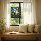 Gnome Mail Delivery Stained Glass Suncatcher – Square Hanging Window Panel for Home or Greenhouse – Whimsical Glass Art Gift for Garden Lovers, Christmas, Halloween, Father Days kG6SvZ - Image 7
