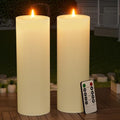 12" x 4" Large Outdoor Candle with Remote Timer Waterproof Ivory 2 Pack by BUTHY
