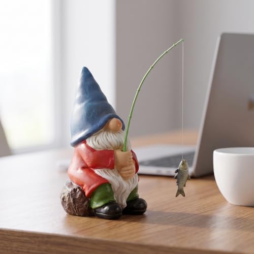 Fishing Gnome Outdoor Garden Gnomes Statues Pond Decor for Outdoor Ponds - Image 4