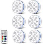 Submersible LED Lights with Remote Underwater Pool Light IP68 Magnet 13 LED Bright Lamp RGB for Pond/Pool/Aquarium(6 Light 1 Controller,8.5CM) by Unknown