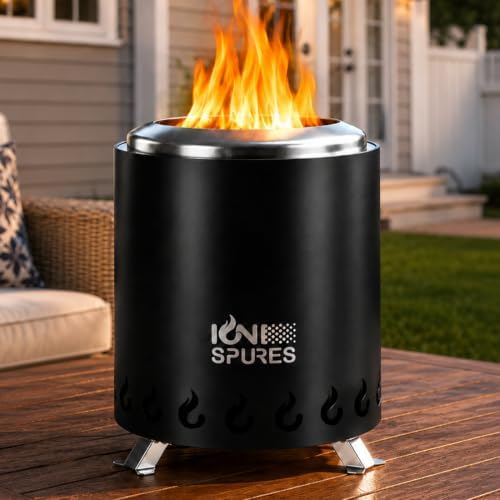 Tabletop Fire Pit, 7.1 Inch Smokeless Stainless Steel Firepit with Carry Bag, Mini Portable Stove for Camping Patio Picnic, Wood/Pellet Fueled, Optimized Airflow Design, Black by Unknown