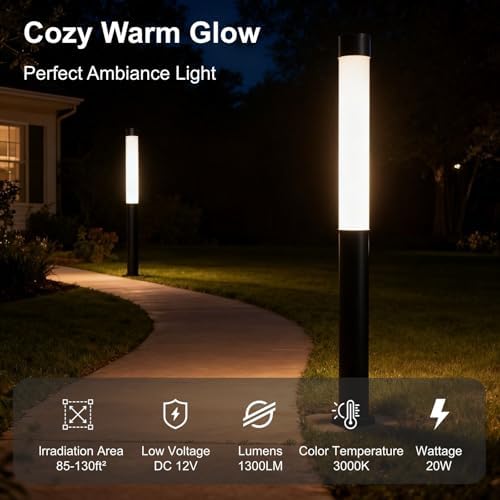 SkyGlow 71" Lamp Post Light, 12V Low Voltage Aluminum LED IP55 Waterproof Outdoor Landscape Bollard Lights Modern Curb Appeal for Garden Lawn Pathway Path Patio Courtyard Driveway Decoration - Image 4