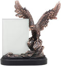 Ebros Patriotic American Bald Eagle with Outspread Wings Perching on Cliff Rock Picture Frame Bronze Electroplated Figurine with Base Resin Photo Frame Eagle Statue by EbrosGift