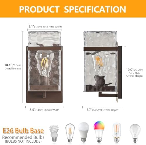 Outdoor Wall Sconce,Brown Waterproof Exterior Lighting Fixtures - Image 3