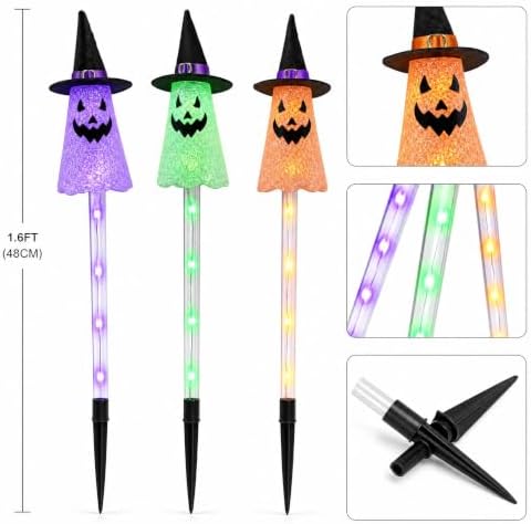Dazzle Bright Solar Halloween Pathway Lights Outdoor, 6 Pack LED Ghost Stake Lights Waterproof Halloween Decoration, Solar Powered Landscape Light for Walkway Patio Yard Garden Porch Decor - Image 3