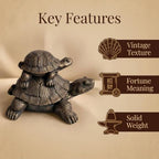 19'' Stacked Turtle Statue,Resin Mother Baby Tortoise Sculpture,Brown - Image 6