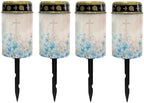 Poceacles Cross Solar Lights Outdoor Cemetery Solar Decorations for Grave Outdoor Waterproof Decorative Flameless LED Candle for Garden Yard Lawn Outdoor Decor, Blue Flower Cross, Pack of 4 by Poceacles