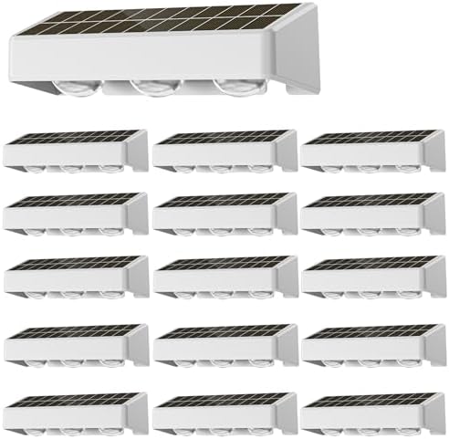 NIORSUN Solar Fence Lights,16 Pack Solars Deck Light,RGB Color,Outdoor Bulb Waterproof Led IP65,Outdoor Fence Light,Power Patio Lamp with Lenses for Outside/Backyard/Railing/Yard (White) by NIORSUN