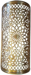 Set of 2 Moroccan Brass Wall Lamp Sconce Home Decor, Handmade Lighting Copper Metal Lights Turkish Lamp, Ramadan Candle Lantern, Candle Holder, Indoor Outdoor, Patio, Porch, Shelf, Garden (Kasbah) by Handmade
