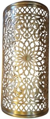 Set of 2 Moroccan Brass Wall Lamp Sconce Home Decor, Handmade Lighting Copper Metal Lights Turkish Lamp, Ramadan Candle Lantern, Candle Holder, Indoor Outdoor, Patio, Porch, Shelf, Garden (Kasbah) by Handmade