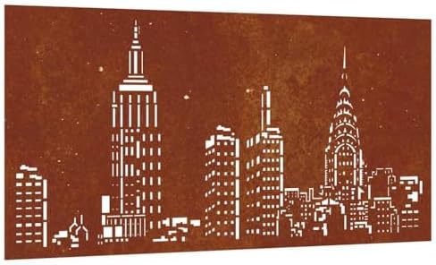 HKPWRBFG Corten Steel Wall Decor 41.3x21.7 in Skyline Garden Ornament - Image 2