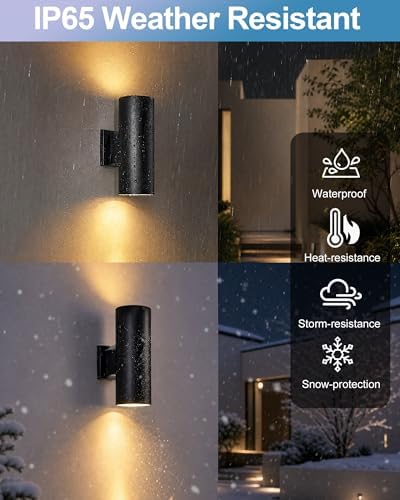 pearlstar 2 Pack Solar Wall Lights Outdoor Dusk to Dawn Sconces Light 10.6" - Image 5