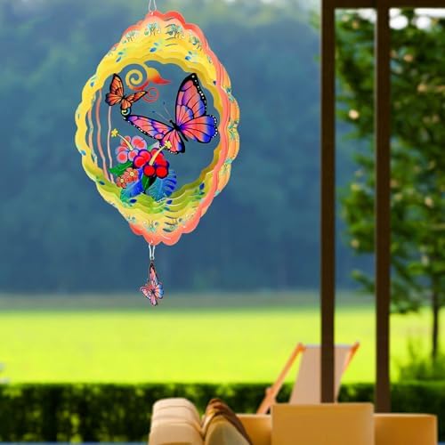 Butterfly Wind Spinner, Butterfly Gift for Women Men, 12in Spinfinity Designs Stainless Steel Hanging Wind Spinners with 3D Visual Effect, for Indoor/Outdoor Decor, Yard Art, Garden Decorations - Image 7