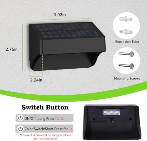 ZCXLIGHT Solar Fence Lights Outdoor, 8 Pack Fence Solar Lights Outdoor with Remote Control Long Lasting, Ultra Bright IP65 Waterproof LED Solar Wall Lights for Fence Deck Step - Image 2
