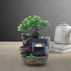 Rockery Tabletop Fountain, Chinese Feng Shui Waterfall Desktop Water Fountain Decor with LED Light, Rockery Tabletop Decoration with Windmills, Plant for Office, Home, Bedroom Desk Decoration by Unknown