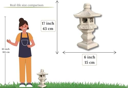 Oriental Lantern Statue Outdoor Pagoda Sculpture Zen Garden Decoration Yard Asian Figure Concrete Lawn Statuary Japanese Ornament Backyard Chinese Stone Style - Image 2