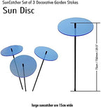 Sun Catcher Garden Decor Glowing Sun Discs Set of 3 Large Garden Stake 75cm, 29.5 inches high Indoor Outdoor Yard Accessory Gardeners Gift, Colour:Fluorescent Blue - Image 3