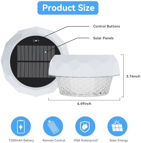 VICHTOP Solar Floating Pool Lights, RGB Color Float Pool Lights, IP68 Waterproof, Pool Decor Lighting Accessories for Inground, Above Ground Pools, Outdoor, Garden - Image 6