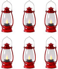 Red Mini Lanterns(12 Pcs-5.1in) with Flickering LED Candle Lights, Vintage Small Western Lanterns for Table Centerpiece, Indoor & Outdoor Christmas Tree Ornaments, Camping Party Decorations by ReperlaSpecialMiniSmallLanternDecoration