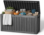 EasyUp Outdoor Storage Box 100 Gallon Waterproof Resin Deck Boxes Black by EASYUP