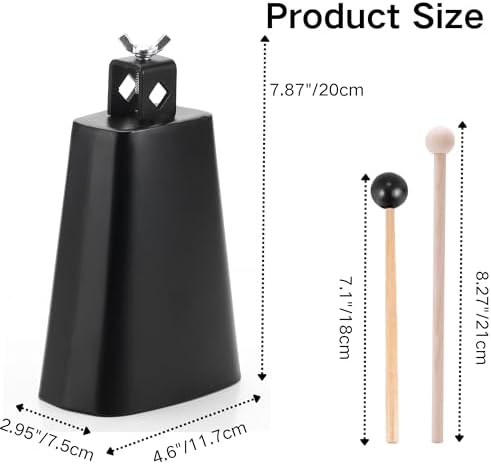 Cast Iron Hanging Dinner Bell with Outdoor Mount for Door Wall(S) & Homelavie Cowbell Instrument for Drum Set Steel Cow Bell with Stick (6inch) - Image 3