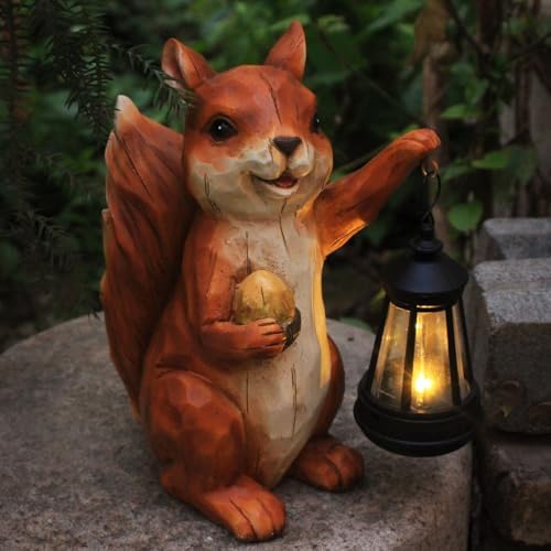 Solar Squirrel Garden Statue, Resin Solar Light Figurine Outdoor Decor - Image 6
