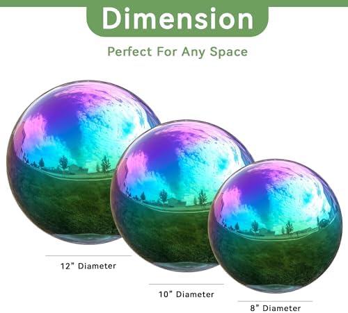 Lily's Home Gazing Globe Mirror Ball in Rainbow Stainless Steel - 12 Inch - Image 3