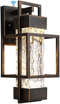 PARTPHONER Modern Outdoor Light Fixture Dusk to Dawn Outdoor Lighting, 15" H Exterior Wall Sconce Waterproof Porch Light, Outside Light for House with Water Glass for Garage Doorway Black Brushed Gold by PARTPHONER