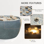 EROMMY 17.7" Garden Water Fountain Outdoor Bubbler, Resin Water Feature with 6 LED Lights & 5W Pump, Concrete-Effect Indoor Outdoor Fountain for Patio, Deck, Yard, Gray - Image 5