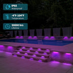 12 Inch Retaining Wall Lights,7W LED Hardscape Lighting,280LM RGB Color Changing Outdoor Step Lights,IP65 Waterproof 12V-24V Low Voltage Landscape Lights For Patio Walls Stairs,90CRI Connectors - Image 3