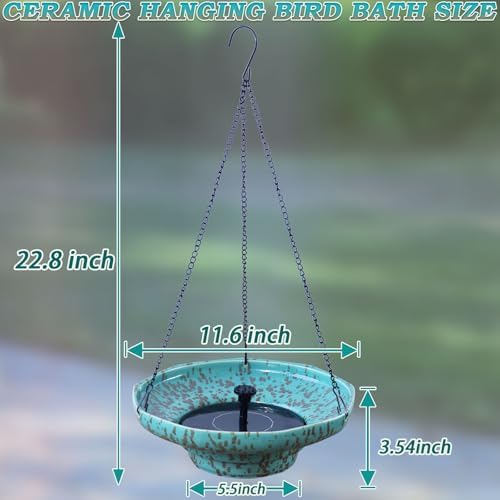 Ceramic Hanging Solar Bird Bath,Fountain Bird Bath Hanging for Outside - Image 3