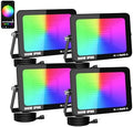 Willpower 4x 100W LED Floodlight,3000LM Smart RGB Flood Lights Outdoor with APP Control Colour Changing Timing Scene Garden Lighting for Party Stage Garden Halloween Christmas Decorations,IP66 US Plug by Willpower