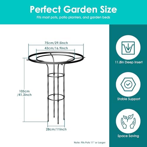 Umbrella Garden Trellis for Climbing Plants Outdoor, 41.3" Mushroom Top Trellis Stackable, Tall PE-coated Metal Obelisk Trellises for Potted Plants, Topiary Tower Vine Support for Rose, Bean, Clematis - Image 2