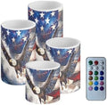 GLENLCWE USA Flag Animal Eagle Flameless Flickering LED Candles for Women Ladies,Chic Home Decoration Candles Indoor Outdoor Party Candles, 4 Pcs,Remote Control by GLENLCWE