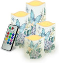 Blue Butterfly Pillar Candles Bulk Led Flameless Battery Operated Candles with Timer Remote Color Changing Electric Fake Candles for House Warming Home Decorations Set of 4 by Uorisanigo
