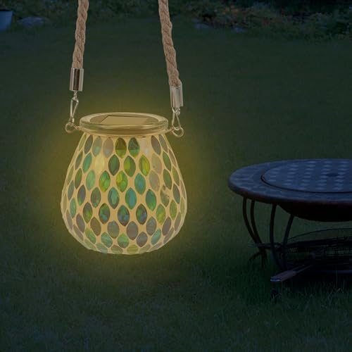 Waterproof Blue Mosaic Solar Jar Light Outdoor Lantern Solar Garden Lamp for Patio and Yard Decorative Jar - Image 3