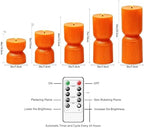 9 Pcs Ribbed Flameless LED Pillar Candles with Remote, Battery Operated Flickering Fake Candles for Wedding Fireplace Halloween Christmas Decor, Orange - Image 4