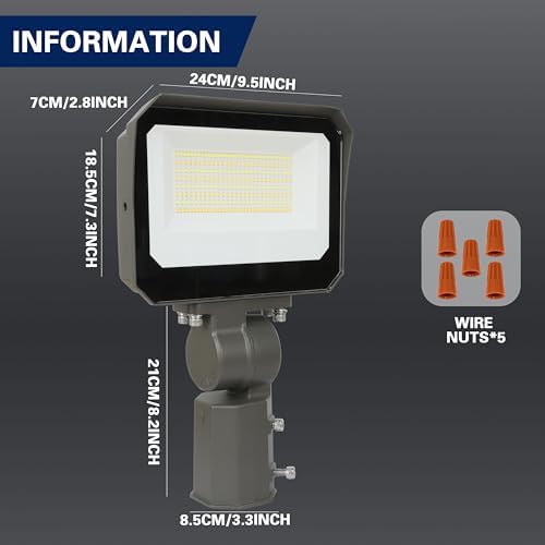 LAMPHOME LED Flood Lights Outdoor 35/60/80W and 3000/4000/5000K Adjustable 10400Lm,Dusk-to-Dawn Sensor o Dawn Flood Light for Yard, Garage, Garden,UL Listed,Includes Knuckle Mount - Image 7
