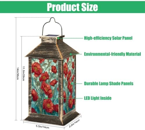 Solar Lantern Composition Flowers Outdoor Waterproof Hanging Solar Light Outside Lights for Patio Yard House Lawn Decor Birthday Gifts for Women Mom - Image 2