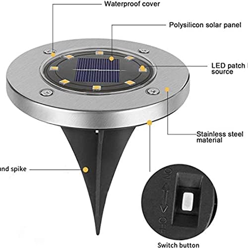 Solar Ground Lights 8 LEDs Disk Light Solar Powered Outdoor Waterproof in-Ground Lights for Pathway, Yard, Deck, Lawn, Patio, Walkway, Warm White Light, 16-Pack - Image 3