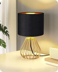 Black and Gold Table Lamp,12.6" Small Bedside Lamp with Bulb by GOEBLESON