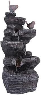 Generic Resin Stone Imitation Waterfall with LED Lights Desktop Waterfall Fountain Tabletop Fountain Relax Meditation Decor for Home Office by Unknown