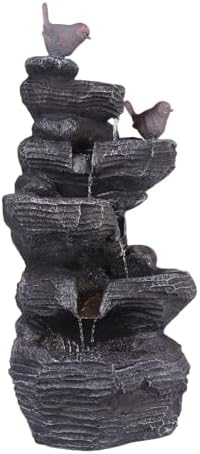 Generic Resin Stone Imitation Waterfall with LED Lights Desktop Waterfall Fountain Tabletop Fountain Relax Meditation Decor for Home Office by Unknown