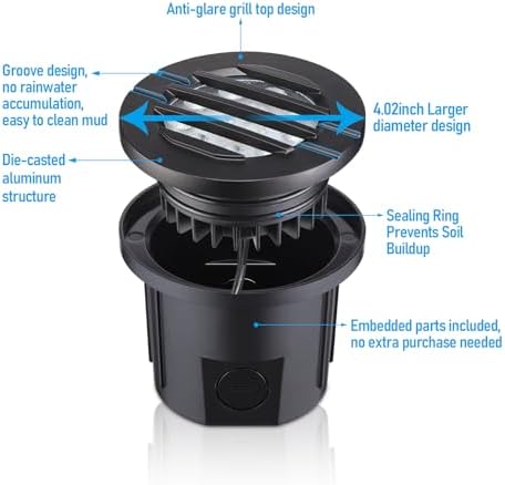 LEONLITE 6-Pack Dia. 4 Inch 5CCT Well Light Grated Top Black - Image 4
