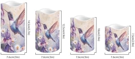 Purple Floral Hummingbird Flameless Candles with Timer and Color Changing Pillar Candles Battery Operated Tea Light Kitchen Dining House Decoration - Image 2