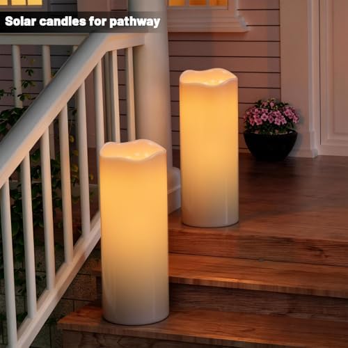 Wondise Large Solar Candles Outdoor Waterproof 5"x12", Dusk to Dawn - Image 6